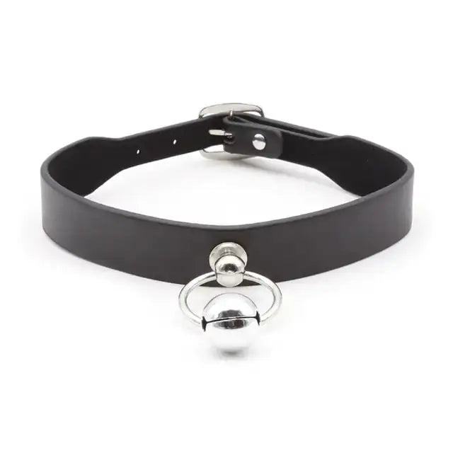 Elegant leather collar bell choker with adjustable fit and premium design for playful charm.