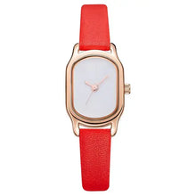 Load image into Gallery viewer, Oval Dial Retro Watch with red strap, vintage style, featuring rose gold accents, perfect for adding timeless elegance to any outfit.
