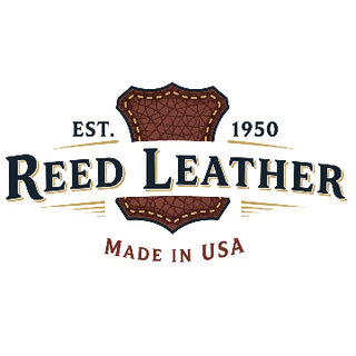 Reed Leather logo featuring a shield design, established in 1950, proudly made in the USA.