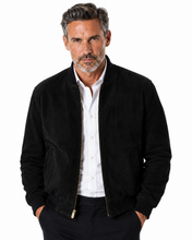 Cargar imagen en el visor de la galería, REED Men's Baseball Suede Leather Jacket on model
