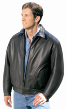 Charger l'image dans la galerie, Reed Black leather bomber jacket in a white background 
