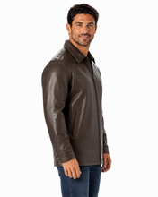 Cargar imagen en el visor de la galería, REED Men's Casual Leather Jacket, union made in Detroit, USA, featuring durable naked cow leather and satin lining.
