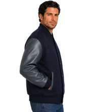 Cargar imagen en el visor de la galería, REED Men's Premium Varsity Leather Wool Jacket, stylish and warm, made in USA
