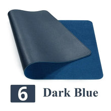 Load image into Gallery viewer, Dark blue leather suede desk mat for luxury workspace and desk protection. Elegant and durable desk accessory for enhanced comfort.
