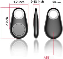 Cargar imagen en el visor de la galería, Diagram of the eThings Key GPS Tracker with dimensions 2x1.2 inches, made of ABS and silicone, shown in front and side views.
