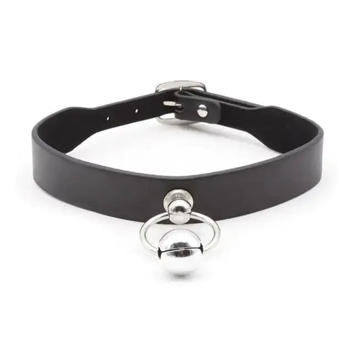 Elegant leather collar bell choker with adjustable fit and durable premium leather, featuring a whimsical bell for unique charm.
