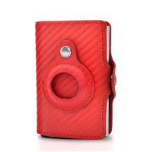 Load image into Gallery viewer, Red Airtag Wallet Money Bag Leather with sleek design for secure carrying of cash and cards, featuring a stylish finish.
