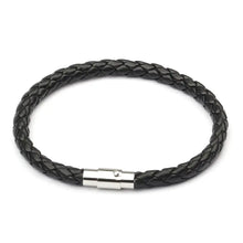 Load image into Gallery viewer, Black braided magnetic buckle bracelet with sleek modern design, showcasing practical and fashionable accessory for easy wear.

