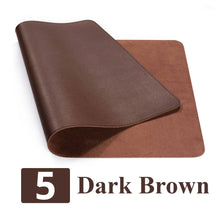 Load image into Gallery viewer, Dark brown leather suede desk mat for stylish and durable workspace protection.

