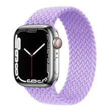 Load image into Gallery viewer, Purple nylon elastic Apple Watch strap for 38mm to 45mm models, compatible with iWatch Series SE/7/6/5/4/3/2/1, sport design.
