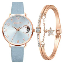 Cargar imagen en el visor de la galería, Moon Bracelet &amp; Watch Set with celestial dial and rose gold accents, perfect for modern women&#39;s elegance and sophistication.
