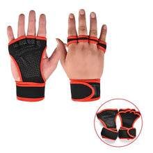 Load image into Gallery viewer, Weightlifting training gloves with enhanced grip technology, designed for secure hold and comfort, shown in front and back views.
