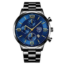 Load image into Gallery viewer, Luxury men&#39;s business watch with blue dial and stainless steel band, perfect for modern professionals seeking timeless sophistication.
