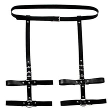 Cargar imagen en el visor de la galería, Black leather sword belt waist garter for medieval and fantasy costumes
