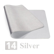 Load image into Gallery viewer, Silver leather suede desk mat for workspace protection and style, showcasing luxury design and durability in a sleek finish.
