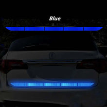 Load image into Gallery viewer, Blue auto rear warning reflective tape on a white car, enhancing safety and visibility at night, ideal car accessory.
