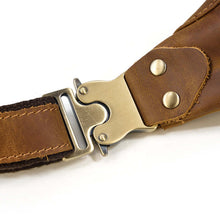 Load image into Gallery viewer, Close-up of the buckle on the Wagner Leather Waist Bag | Full Grain Leather Fanny Pack, showcasing craftsmanship and premium leather material.
