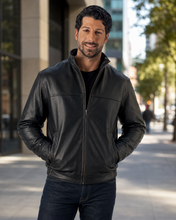 Cargar imagen en el visor de la galería, Winners Leather Jacket Handmade in the USA outdoors

