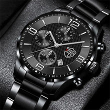 Load image into Gallery viewer, Luxury men&#39;s business watch with sleek black design and chronograph on leather surface, perfect for modern professionals.

