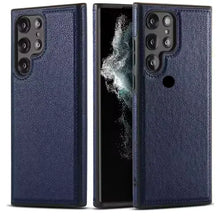 Cargar imagen en el visor de la galería, EliteGuard blue PU leather phone case for Samsung Galaxy S22, S23, S24 with premium design and durable protection
