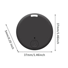 Load image into Gallery viewer, Dimensions of eThings Smart GPS Anti-Loss Alarm: 37mm diameter, 5mm thickness, black tracker for keys and handbags.
