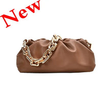 Load image into Gallery viewer, New Soft Leather Women&#39;s Cloud Bag with gold chain, elegant and versatile design, perfect for any occasion.
