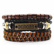 Load image into Gallery viewer, &quot;Rugged Leather Bracelets for Men with Cross Detail - Sophisticated and Stylish Bangles&quot;
