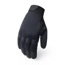 Load image into Gallery viewer, Black tactical glove with reinforced fabric for protection and superior grip, ideal for military and paintball use.
