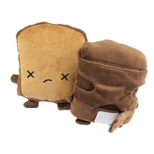 Load image into Gallery viewer, Pair of stuffed plush toys featuring a slice of toast and a chocolate bar, both with cute facial expressions.

