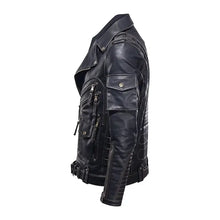 Load image into Gallery viewer, Men&#39;s vegan leather jacket with sleek design and durable texture, showcasing multiple zipper pockets and fitted cut for style and comfort.

