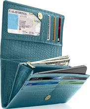 Cargar imagen en el visor de la galería, Genuine Leather Accordion Clutch Wallet – Zip Coin Pocket, RFID Blocking
