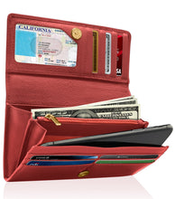 Cargar imagen en el visor de la galería, Genuine Leather Accordion Clutch Wallet – Zip Coin Pocket, RFID Blocking
