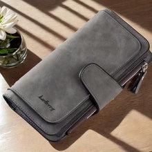Charger l'image dans la galerie, Vintage Faux Leather Long Wallet – Trifold Credit Card Holder with Snap &amp; Zipper
