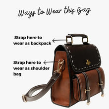 Charger l&#39;image dans la galerie, Bumblebee vegan leather backpack shown with dual strap options for backpack and shoulder bag style in a professional setting.
