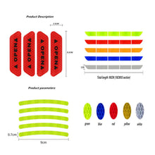 Load image into Gallery viewer, Auto rear warning reflective tape in assorted colors for enhanced car safety and visibility. Features product dimensions and color options.

