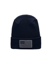 Load image into Gallery viewer, American Flag Beanie - H-Stitch Circular Knit Cuffed Beanie - Patented Design and Made in USA featuring an embroidered flag on the cuff
