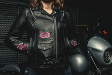 Charger l'image dans la galerie, Pink Rose Motorcycle Leather Jacket
