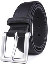 Cargar imagen en el visor de la galería, Bonded Leather Belt for Men – Nickel Buckle, 1.4" Strap
