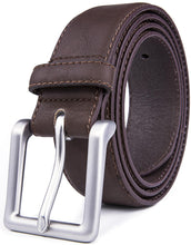 Cargar imagen en el visor de la galería, Bonded Leather Belt for Men – Nickel Buckle, 1.4" Strap
