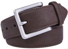 Cargar imagen en el visor de la galería, Bonded Leather Belt for Men – Nickel Buckle, 1.4" Strap
