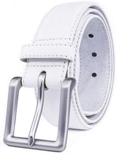 Cargar imagen en el visor de la galería, Bonded Leather Belt for Men – Nickel Buckle, 1.4" Strap
