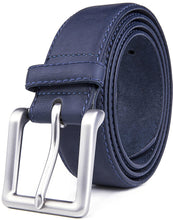 Cargar imagen en el visor de la galería, Bonded Leather Belt for Men – Nickel Buckle, 1.4" Strap
