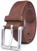 Cargar imagen en el visor de la galería, Bonded Leather Belt for Men – Nickel Buckle, 1.4" Strap
