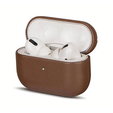 Load image into Gallery viewer, Genuine leather AirPods case in brown, offering protection and style for wireless earbuds.
