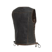 Charger l'image dans la galerie, V-Neck Women's Motorcycle Leather Vest Brown Beige
