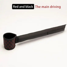 Load image into Gallery viewer, Red and black PU leather car seat gap filler with cup holder, stylish and functional auto accessory for organizing space.
