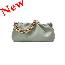 Load image into Gallery viewer, New soft leather women&#39;s cloud bag with gold chain, elegant design perfect for any occasion.
