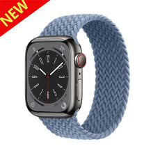 Load image into Gallery viewer, Nylon elastic loop band for Apple Watch in blue, compatible with Series SE/7/6/5/4/3/2/1, available in multiple sizes, new release.
