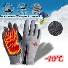 Cargar imagen en el visor de la galería, Waterproof touchscreen winter gloves with non-slip grip and insulation for extreme cold, suitable for smartphone use.
