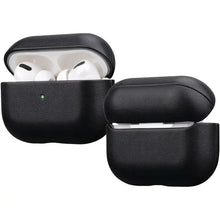 Load image into Gallery viewer, Genuine leather AirPods case in black, showcasing stylish protection for AirPods with a snug and durable design.
